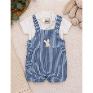 Vintage Peter Rabbit Baby Shortall Romper Set 3-6 Months Blue Striped